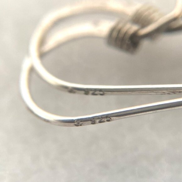 Sterling Silver 925 Dainty Southwest Style Carved Blue Leaf Dangle Earrings - Picture 9 of 16